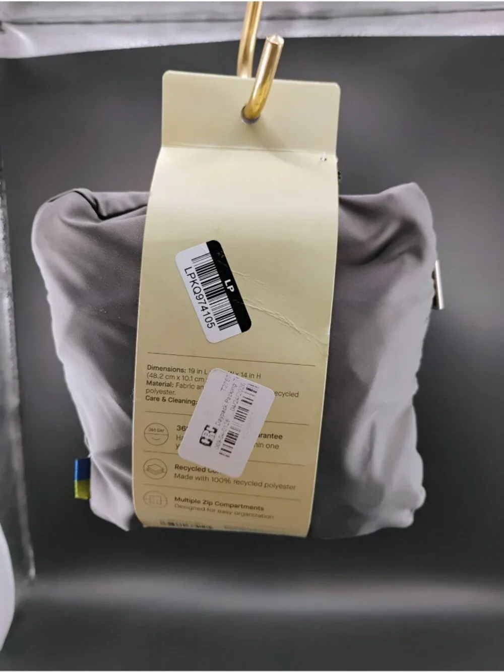 Open Story 25L Packable Water-Resistant Tote Gray Polyester